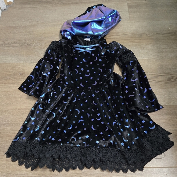 Girls Coven Witch Costume Dress Hooded Spirit Halloween Size Small 4-6 - Picture 4 of 11